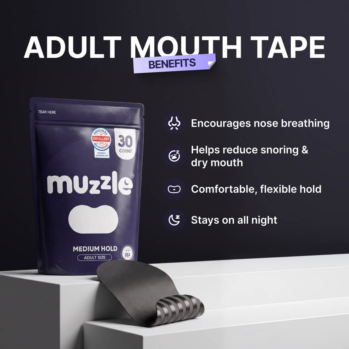 Muzzle® Mouth Tape : Adult Size (Strong Hold)
