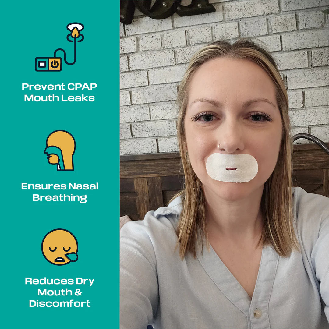 Breathable Mouth Tape for CPAP - Hypoallergenic Sleep Tape with Safety Vent - Heartstrong Sleep