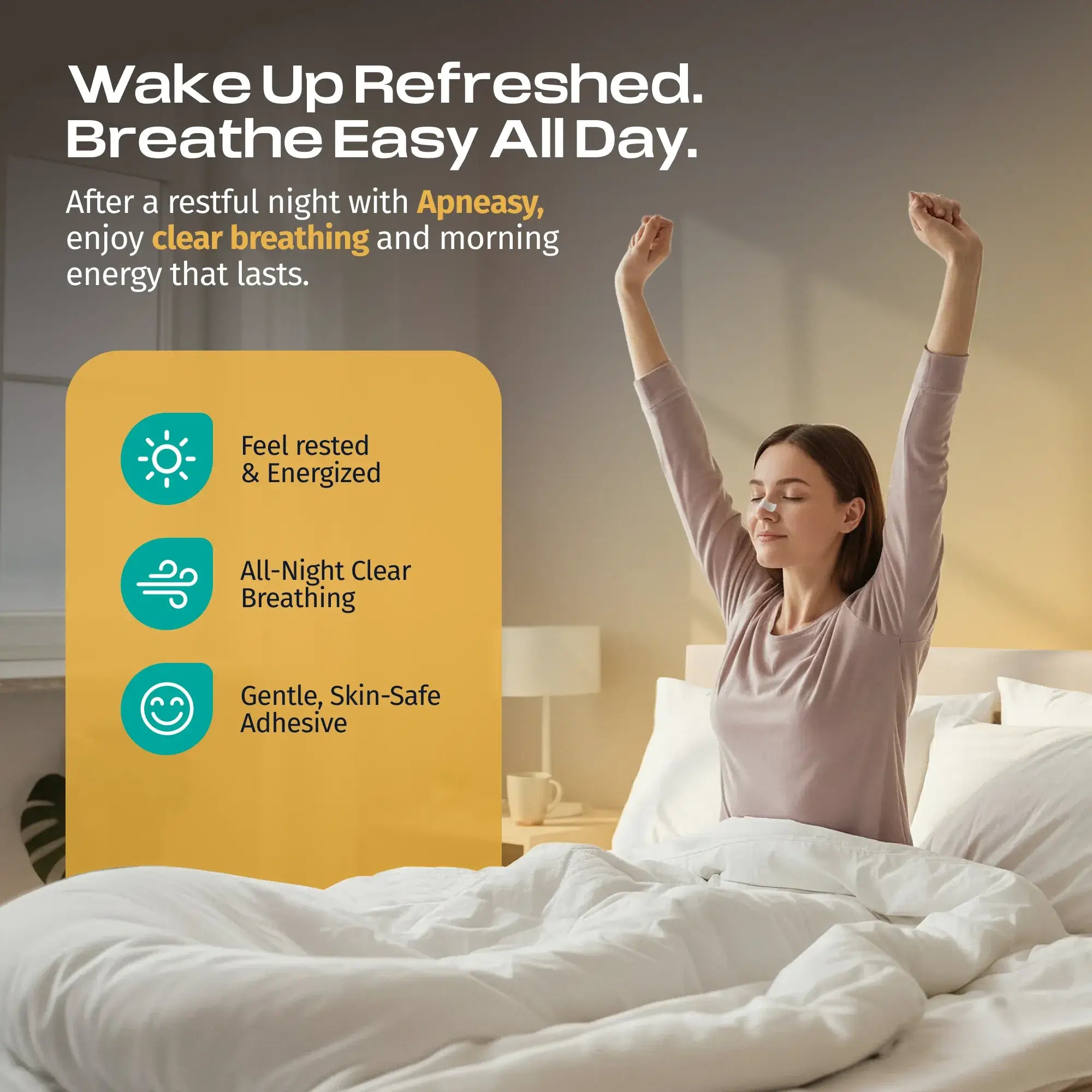 Nasal Breathing Strips - Wake Up Refreshed, Breathe Easy All Day. Clear Breathing and Morning Energy from Heartstrong Sleep