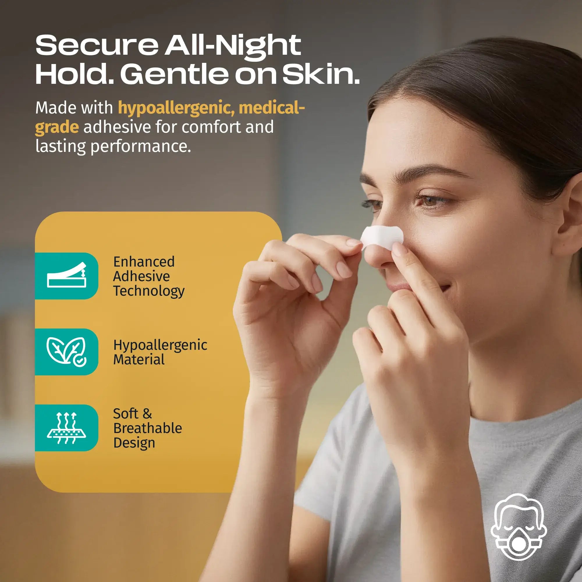 Nasal Breathing Strips - Hypoallergenic, Medical Grade Adhesive for Comfort from Heartstrong Sleep