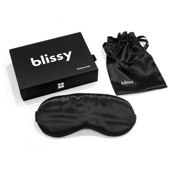 Blissy 100% pure 22-Momme mulberry silk sleep mask in classic black