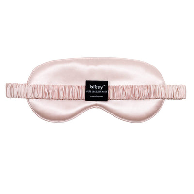 Cushioned Blissy pink mulberry silk eye mask showing gentle contoured design