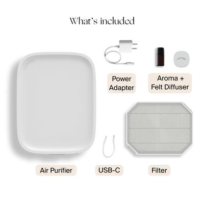 Canopy Bedside Air Purifier with everything included in the box
