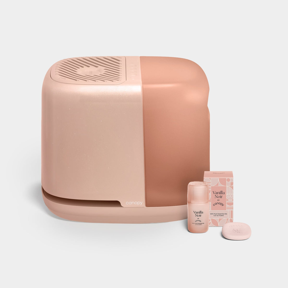 Canopy Bedside Humidifier 2.0 in dusty rose finish showing modern textured grill