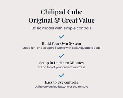 Product description of Chilipad Cube with features listed on a white background