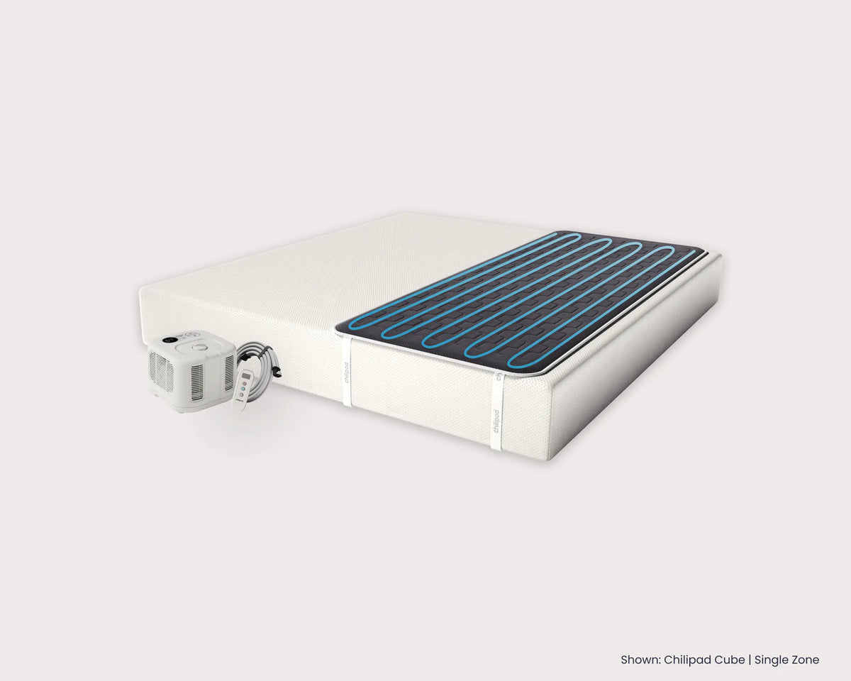 White electronic device with blue heating elements on a white background