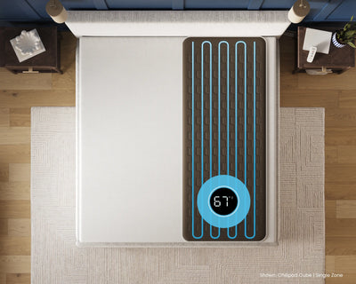 Smart floor mat with digital display on a wooden floor