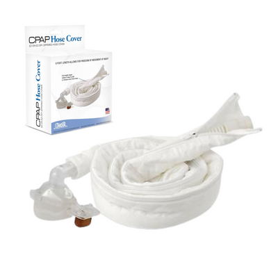 Contour 72-inch fleece tubing cover installed completely over CPAP breathing hose