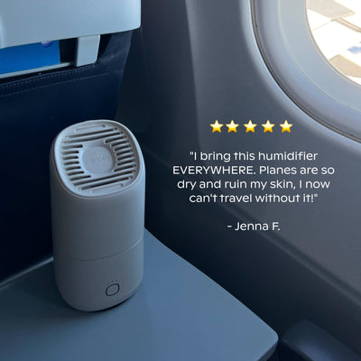 Customer testimonial praising skin and respiratory relief from Canopy portable humidifier