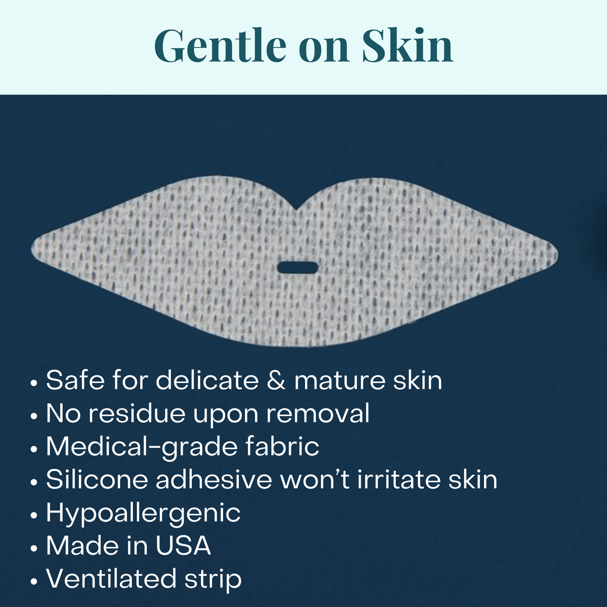 Dryft Sleep gentle mouth tape packet highlighting painless removal and sensitive skin adhesive