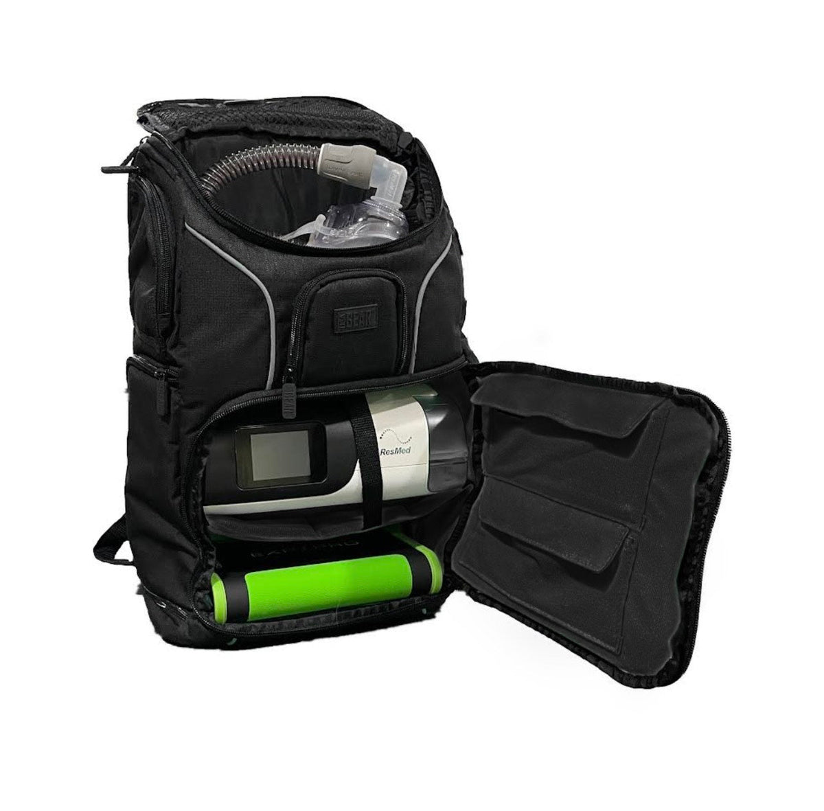 EXP PRO CPAP gear padded backpack with water-resistant rain cover for travel therapy