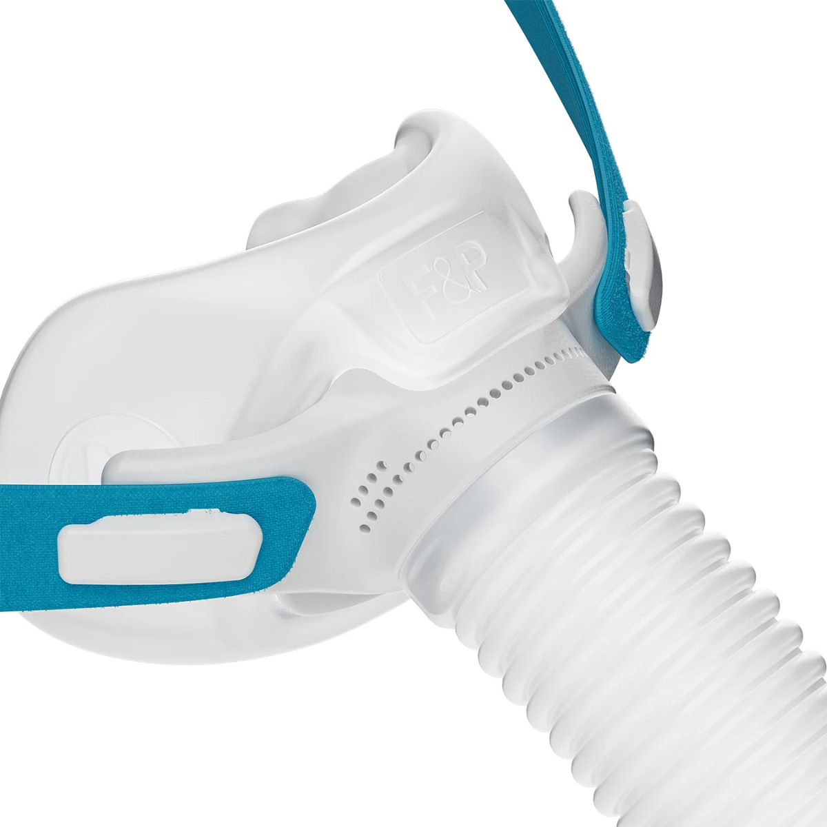 Close-up view of ultra-compact nasal pillow cushion on Fisher & Paykel Nova Micro mask