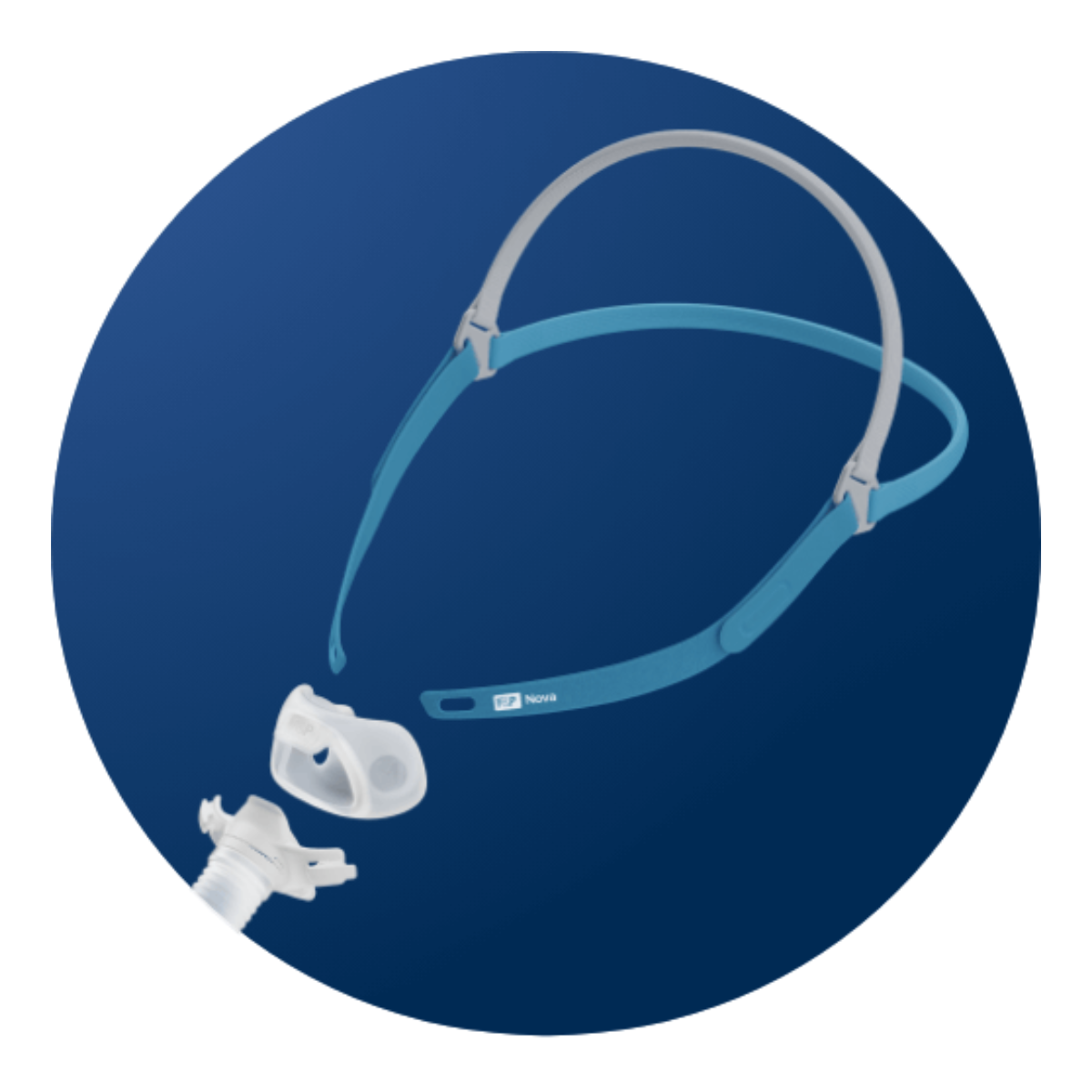 Exploded diagram illustrating parts and assembly of Fisher & Paykel Nova Micro CPAP mask