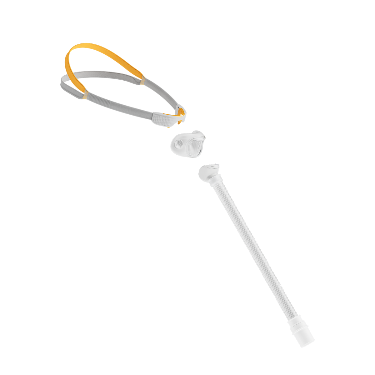 Exploded diagram displaying components of Fisher & Paykel Solo AutoFit nasal CPAP mask system