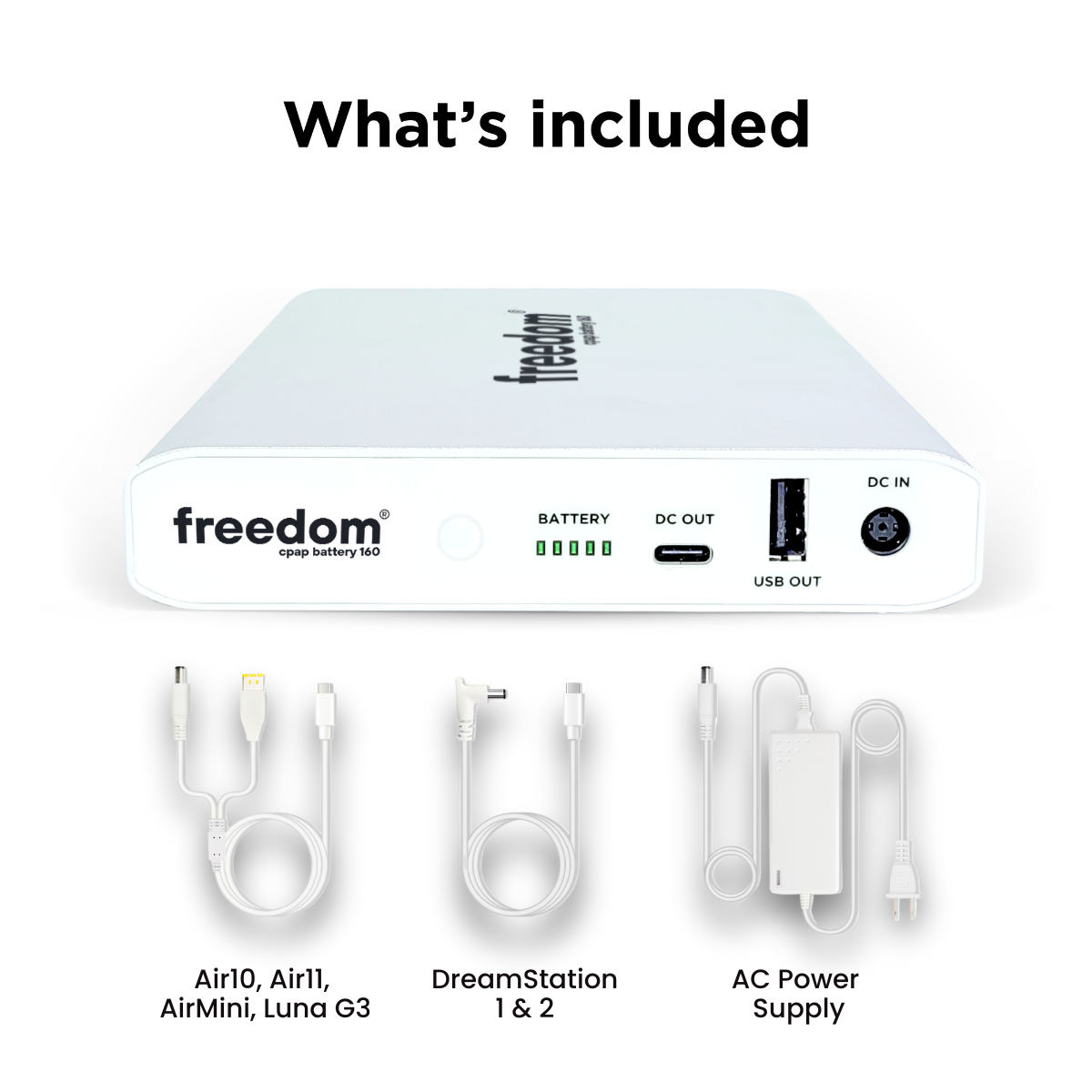 Freedom 160 CPAP Battery - What is included.