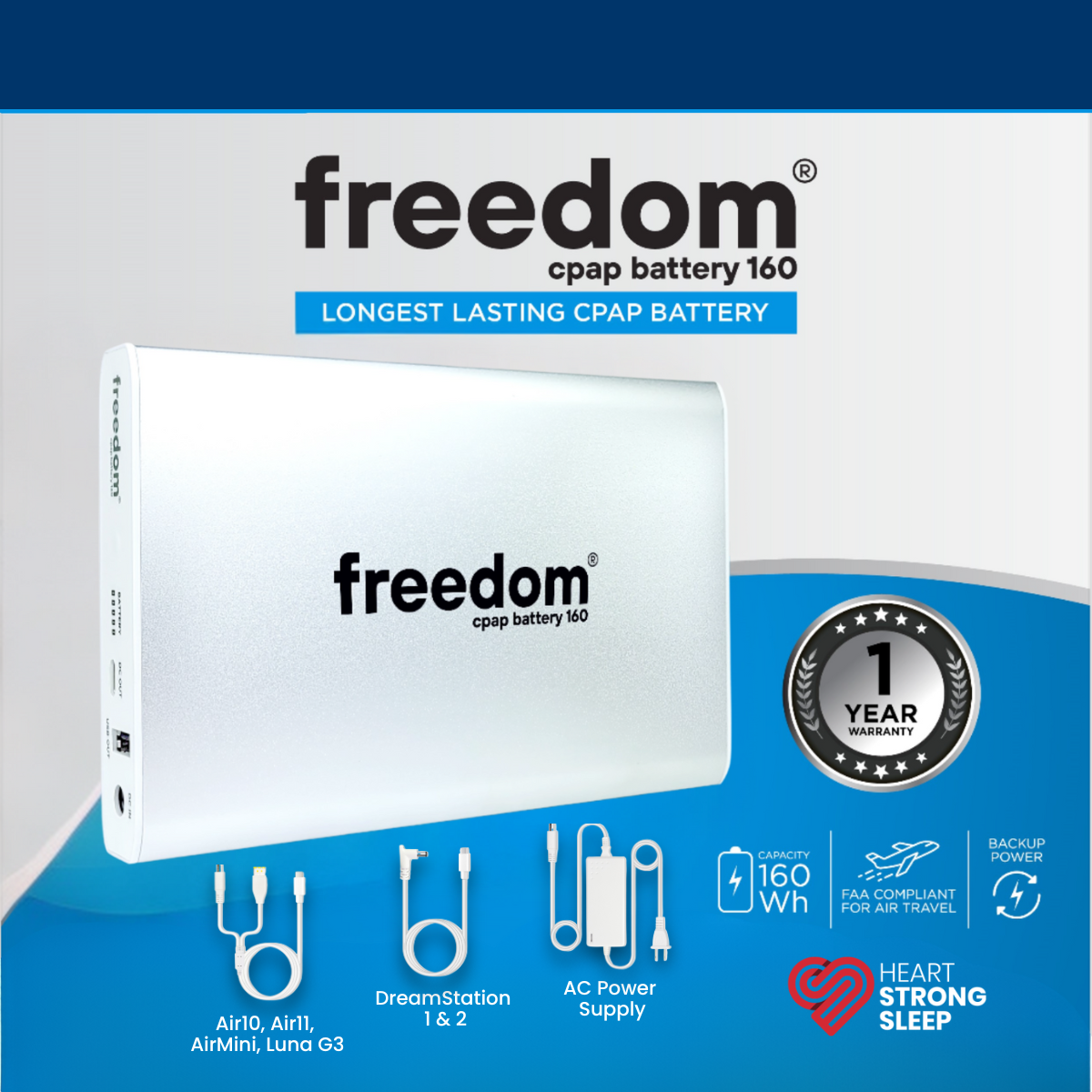 Freedom 160 CPAP Battery from Heartstrong Sleep - Social Media Post