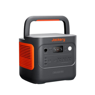 Front interface of Jackery Explorer 2000 v2 portable power station with AC outlets