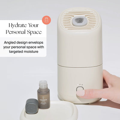 Graphic explaining hybrid evaporative humidification technology of Canopy portable unit
