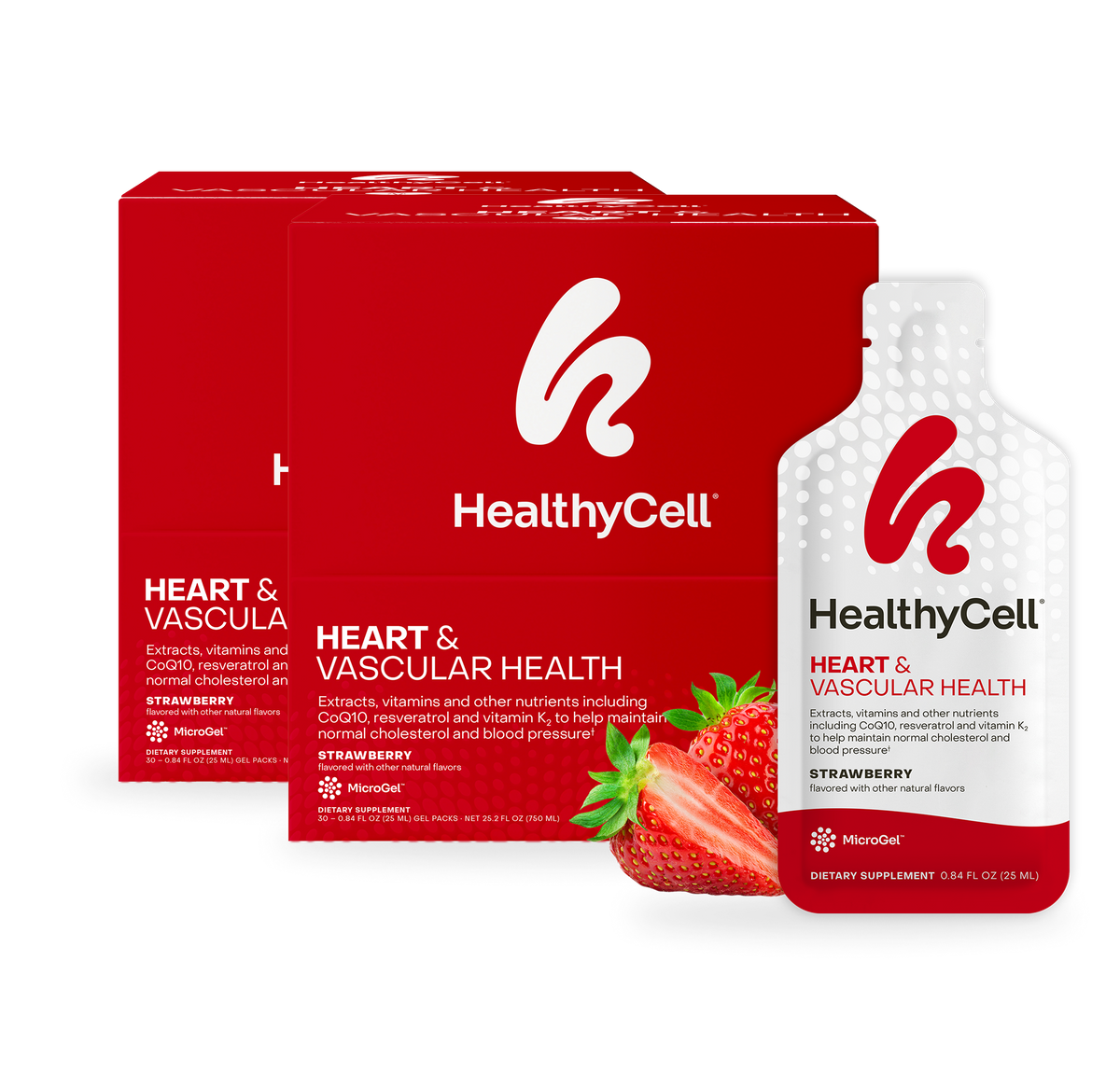 HealthyCell Heart & Vascular Health MicroGel supplement, two-box 60-day supply bundle