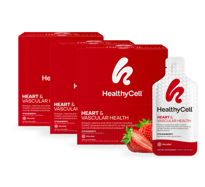 HealthyCell Heart & Vascular Health MicroGel supplement, three-box 90-day supply bundle