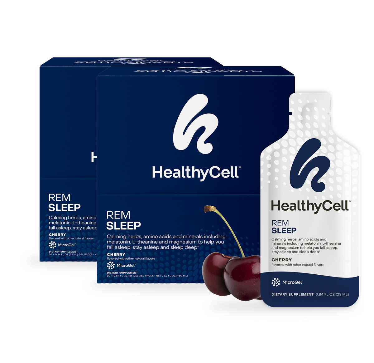 HealthyCell REM Sleep MicroGel natural sleep support, two-box 60-day supply bundle
