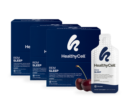 HealthyCell REM Sleep MicroGel natural sleep aid supplement, three-box 90-day supply bundle