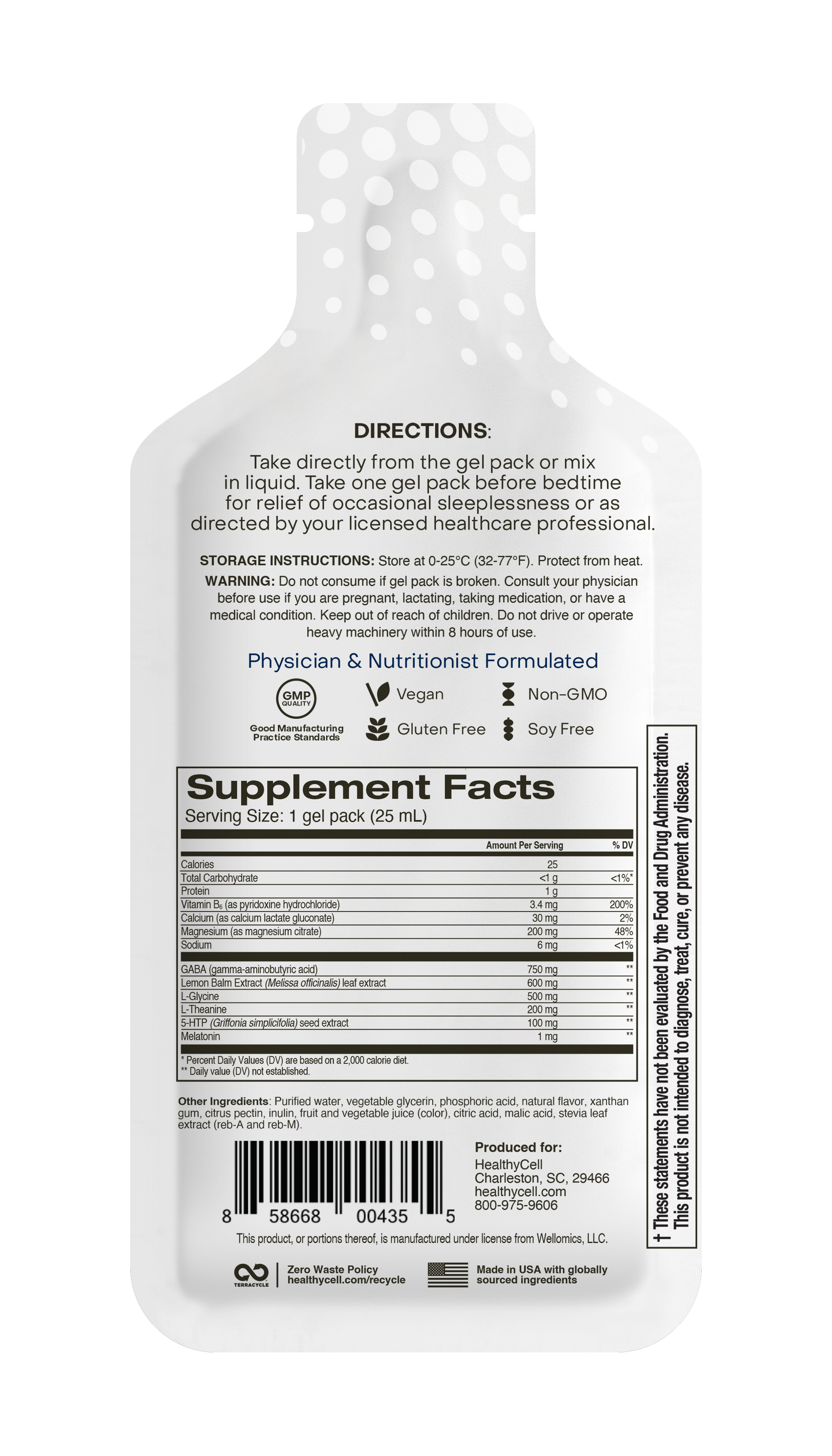 HealthyCell REM Sleep MicroGEL - Dosage Directions