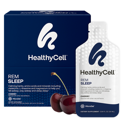 HealthyCell REM Sleep MicroGel dietary supplement 30-day box, front view