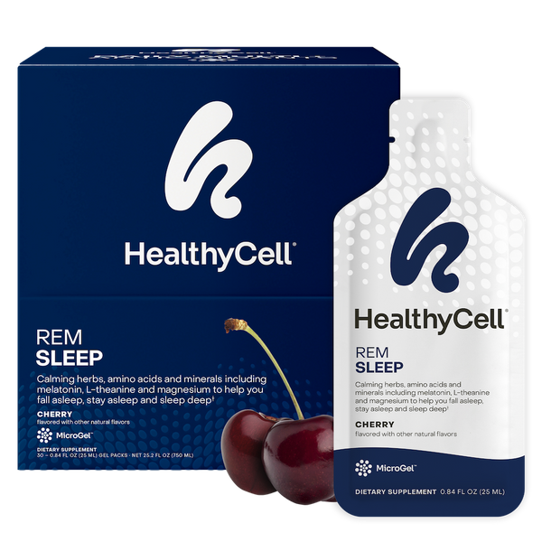 HealthyCell REM Sleep MicroGel dietary supplement 30-day box, front view