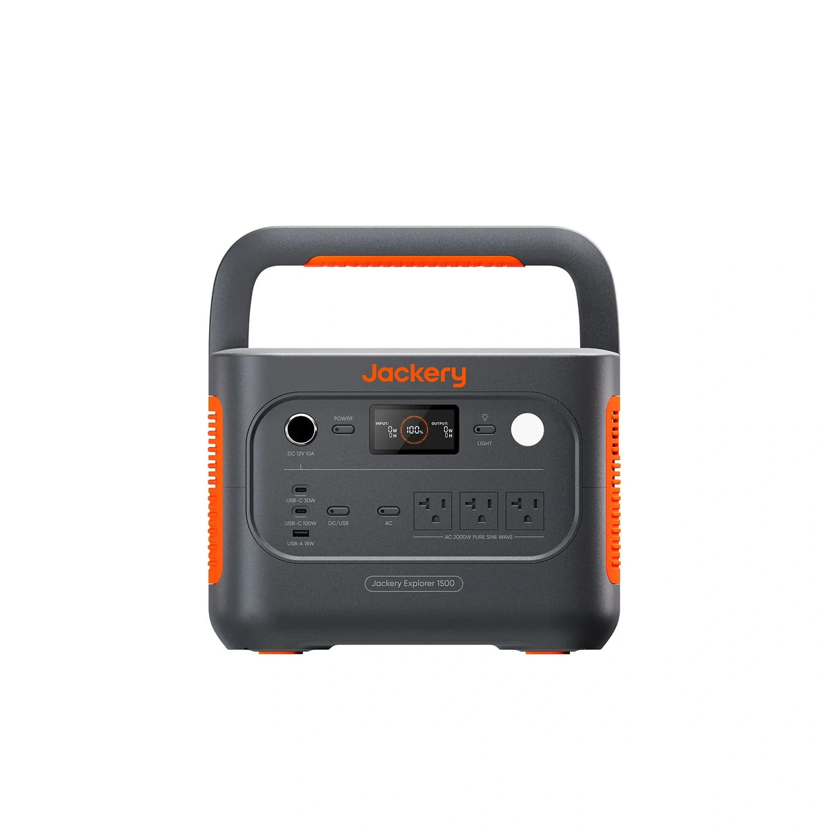 Jackery Explorer 1500 v2 portable power station with digital LCD battery display