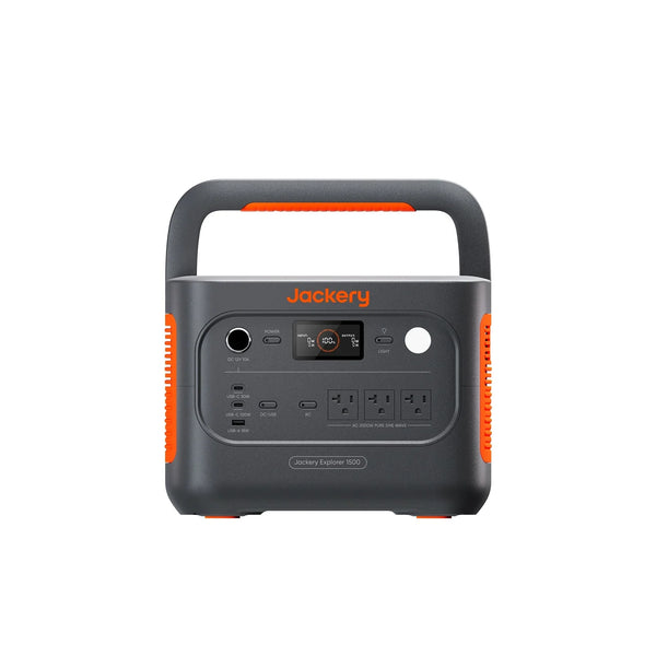 Jackery Explorer 1500 v2 portable power station with digital LCD battery display