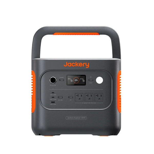 Jackery Explorer 2000 v2 high-capacity portable power station with clear digital display