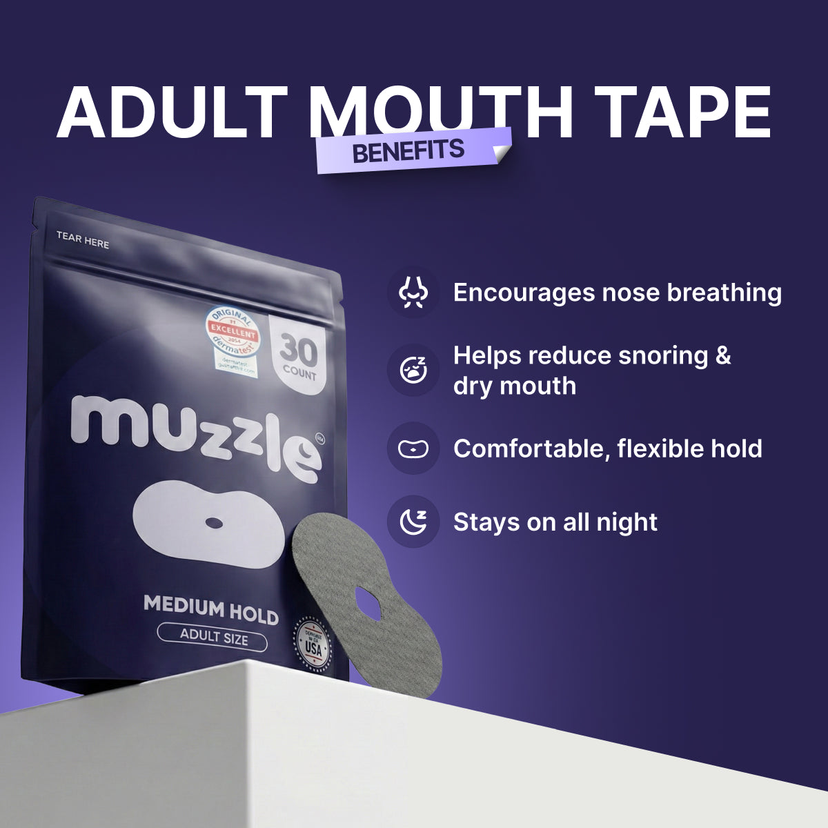 Muzzle® Mouth Tape for Adults (Strong Hold) - Heartstrong Sleep