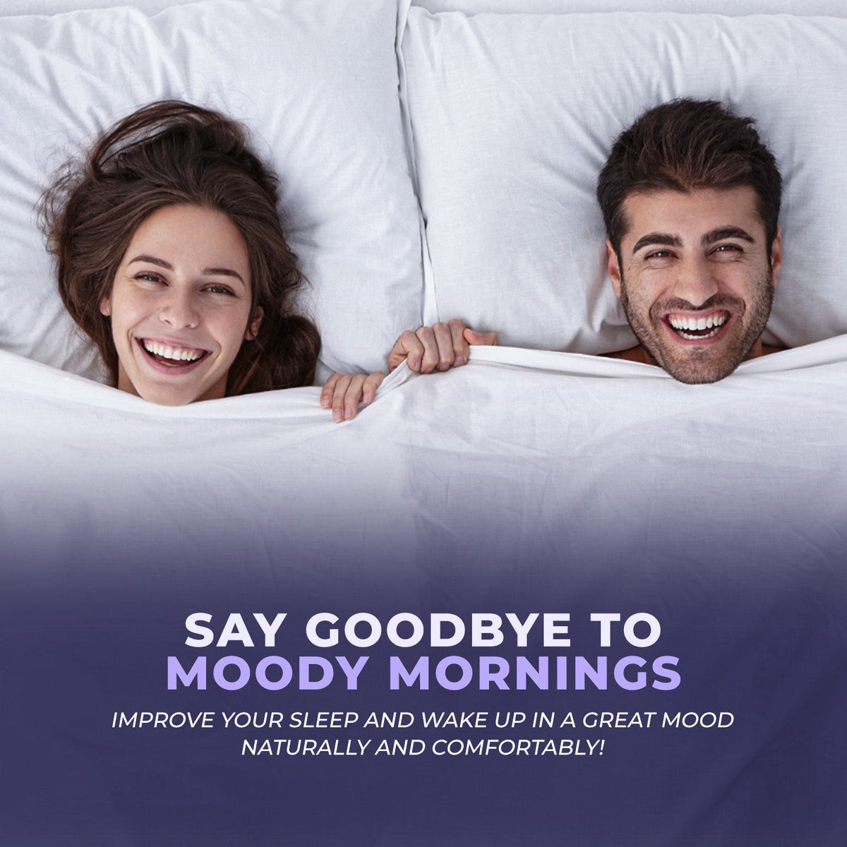 Infographic showing refreshed morning mood and energy from quality nasal sleep with Muzzle