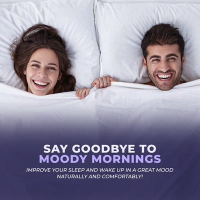 Infographic showing refreshed morning mood and energy from quality nasal sleep with Muzzle