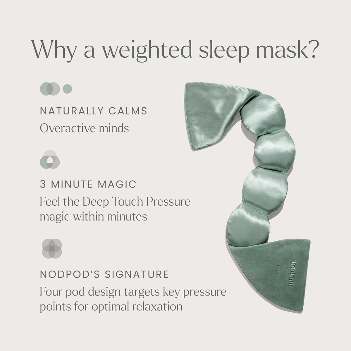 Nodpod Mineralized Silk weighted sleep mask in Willow
