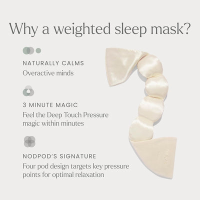 Nodpod mineralized silk weighted sleep eye mask in elegant pearl color