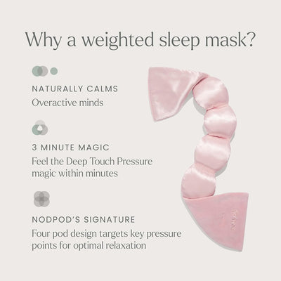 Nodpod mineralized silk weighted sleep mask in gentle petal pink laid flat