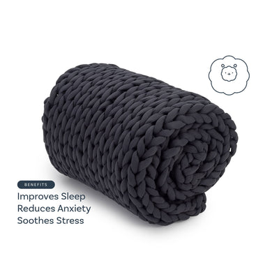 Graphic explaining how Nuzzie weighted blankets promote serotonin release and deeper sleep