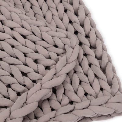 Nuzzie knit weighted blanket in Dusty Rose, close-up showing the soft knit
