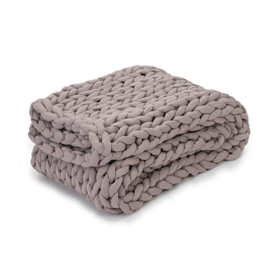 Nuzzie knit weighted blanket in Dusty Rose, folded