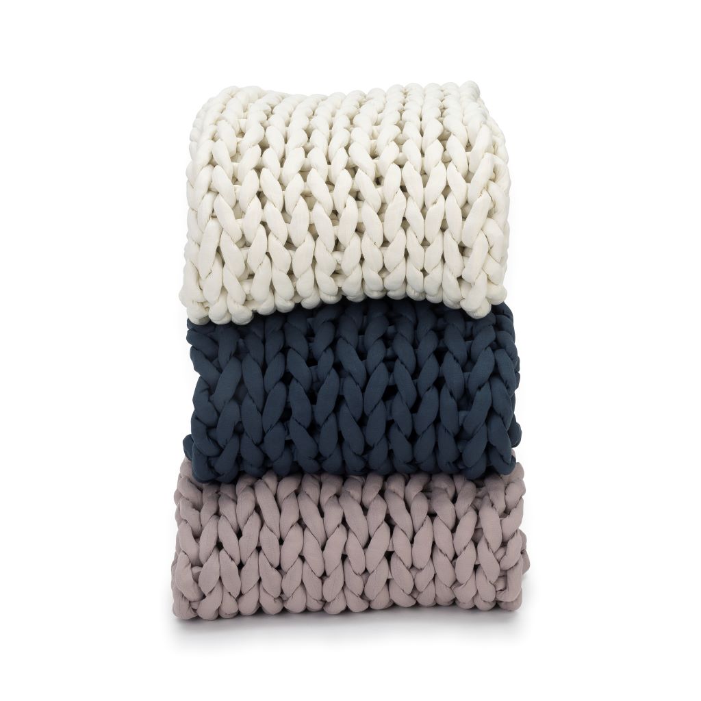 Nuzzie knit weighted blanket, neatly folded