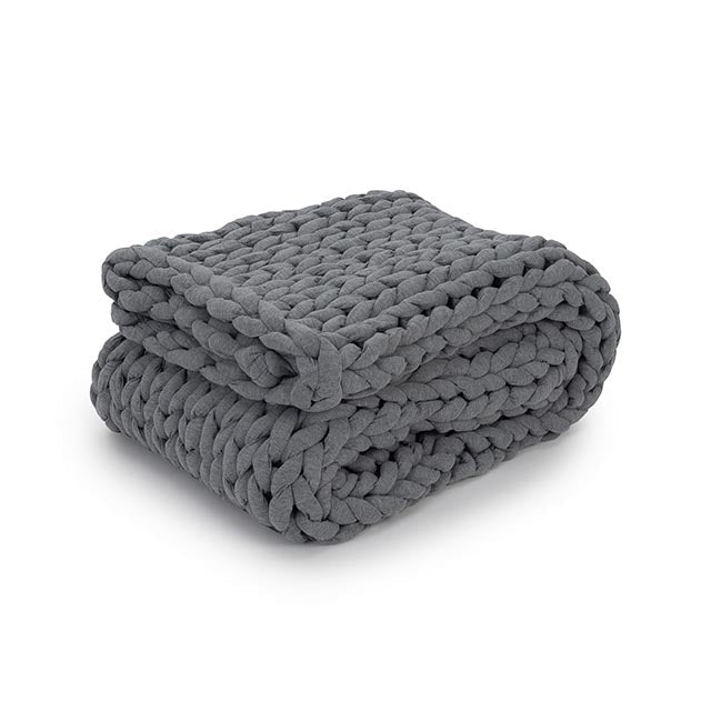 Nuzzie : Knit Weighted Blanket - Heather Color Folded