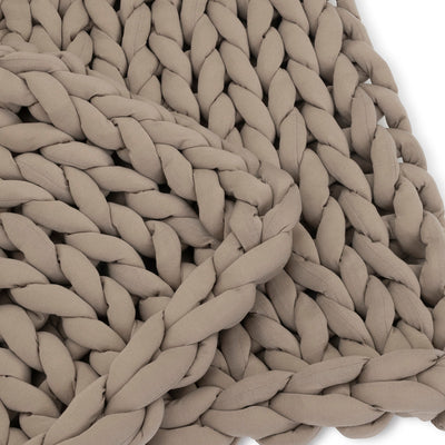 Nuzzie knit weighted blanket in Taupe, close-up of the fabric