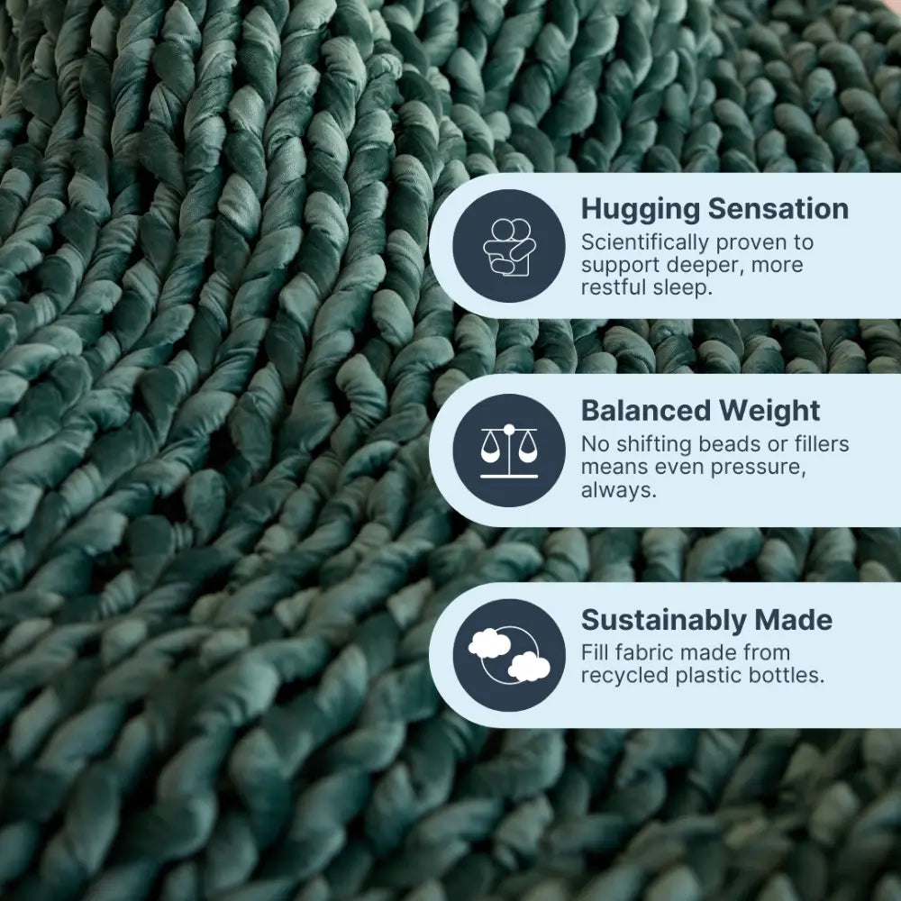 Nuzzie Velvet Weighted Blanket - Emerald Color and Sleep Benefits