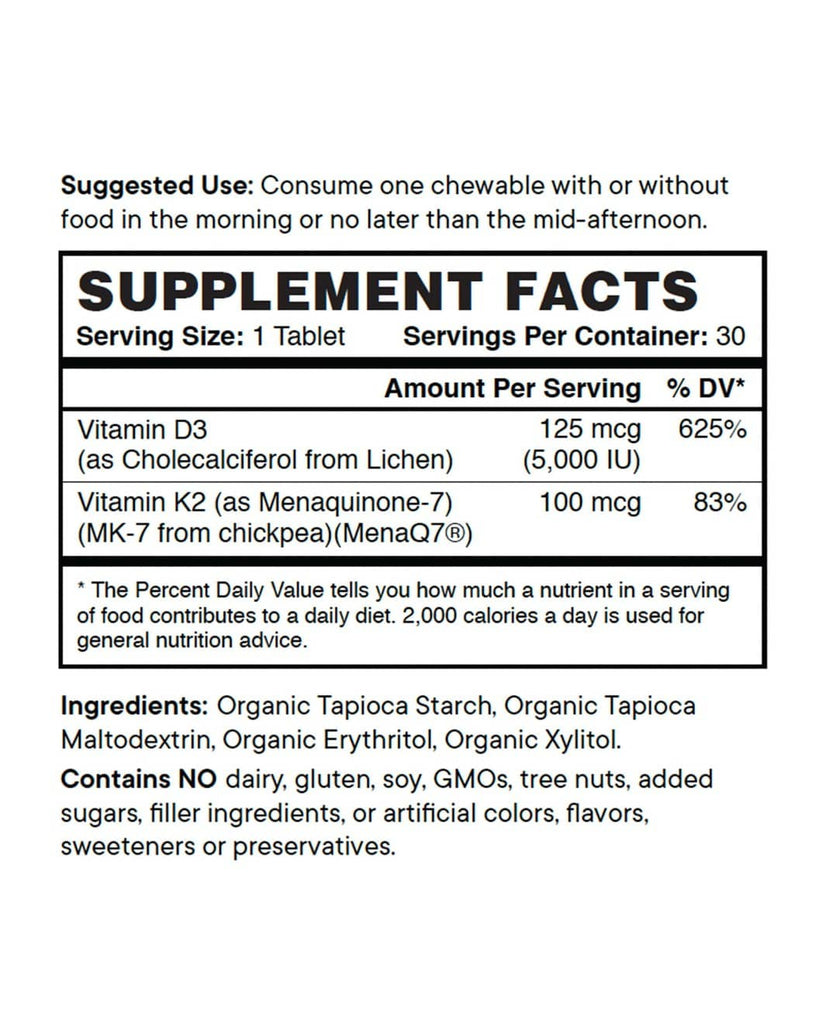 Ora Sol Food Vitamin D3 & K2 : Supplement Facts