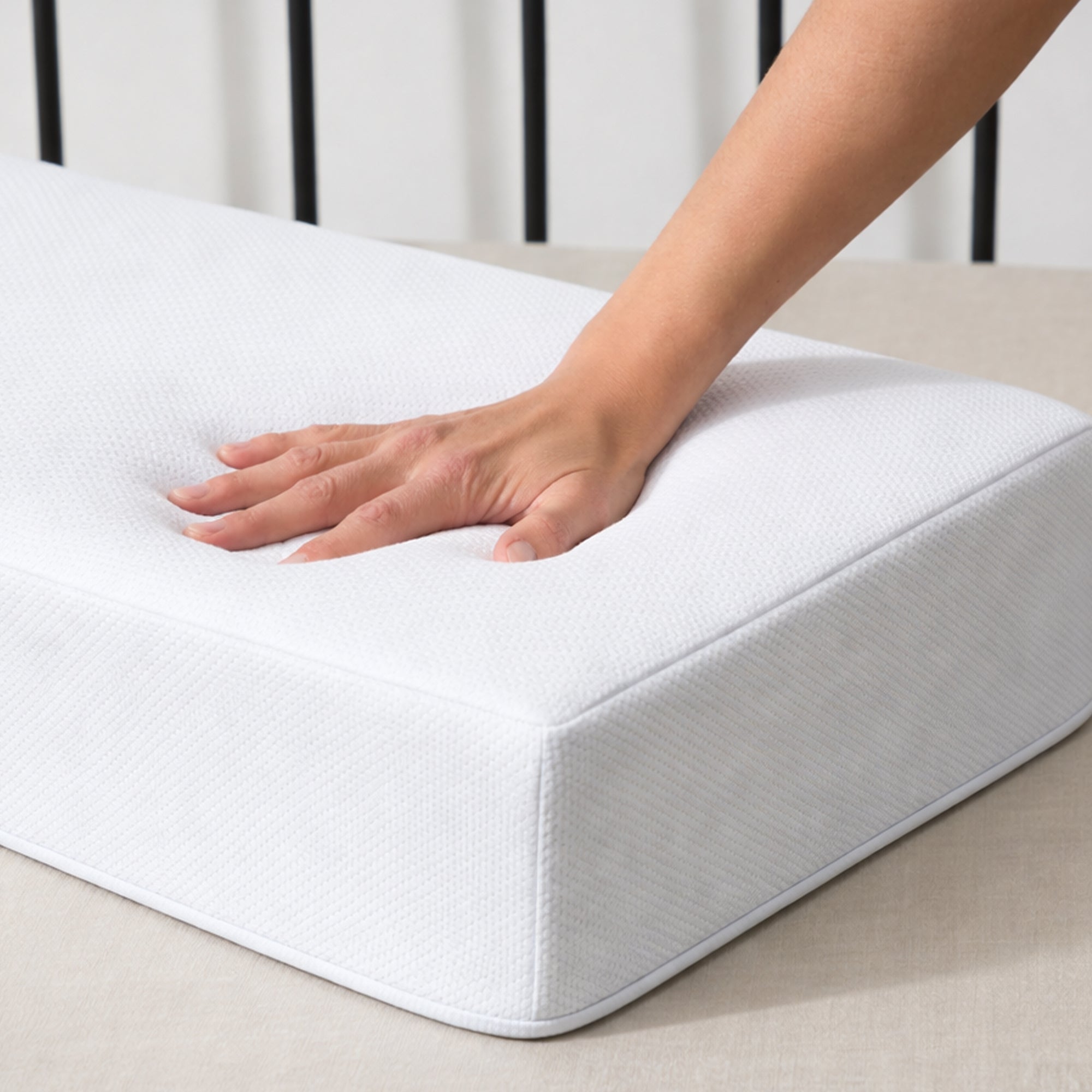 Pillow Cube Side Cube Riser Deluxe - Hand Compression Showing Softness
