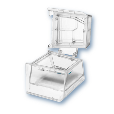 React Health Luna G3 replacement water chamber with lid open showing cleanable silicone seal