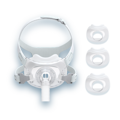 React Health Rio II full-face CPAP mask fit pack including small, medium, and large cushions
