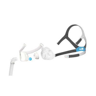 Exploded view illustrating parts and assembly of ResMed AirFit F40 full-face CPAP mask